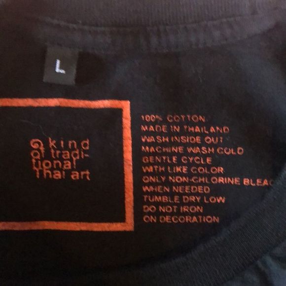 Black large t-shirt with golden elephant Thai Ganesha god 100% cotton - Picture 7 of 7